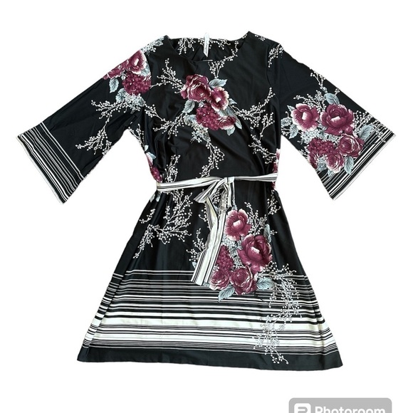 Ny‎ Collection tie waist dress floral plus size 2X nwt Fall School Teacher plum - Picture 1 of 4